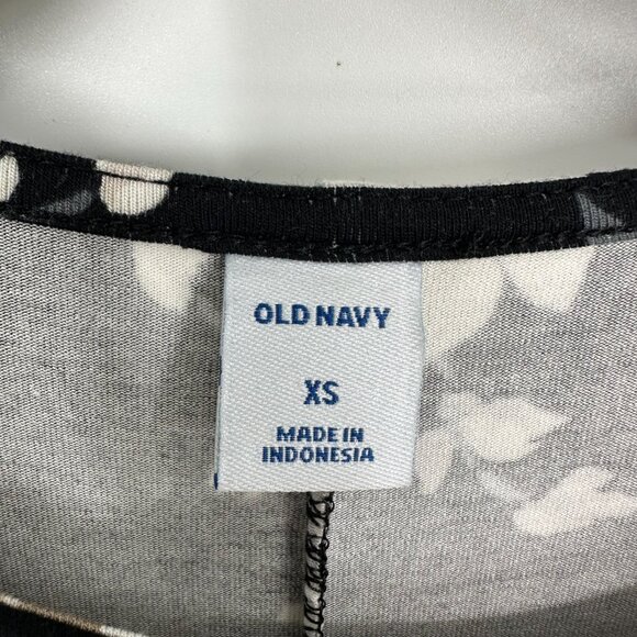 Old Navy Floral Dress Swing Long Sleeves Stretch Jersey Knit Black Casual Short - Picture 5 of 10